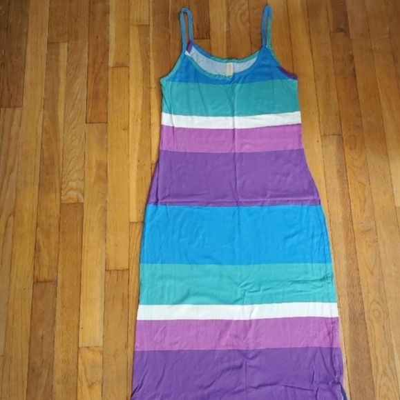 Threads 4 thought striped maxi high low sleeveless‎ dress size medium - Picture 1 of 12